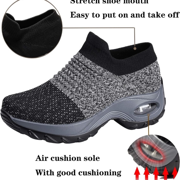 NWOT - WOMEN Walking Shoes sz 8- Slip on Sock Sneakers Comfortable Mesh Casual… - Picture 2 of 6